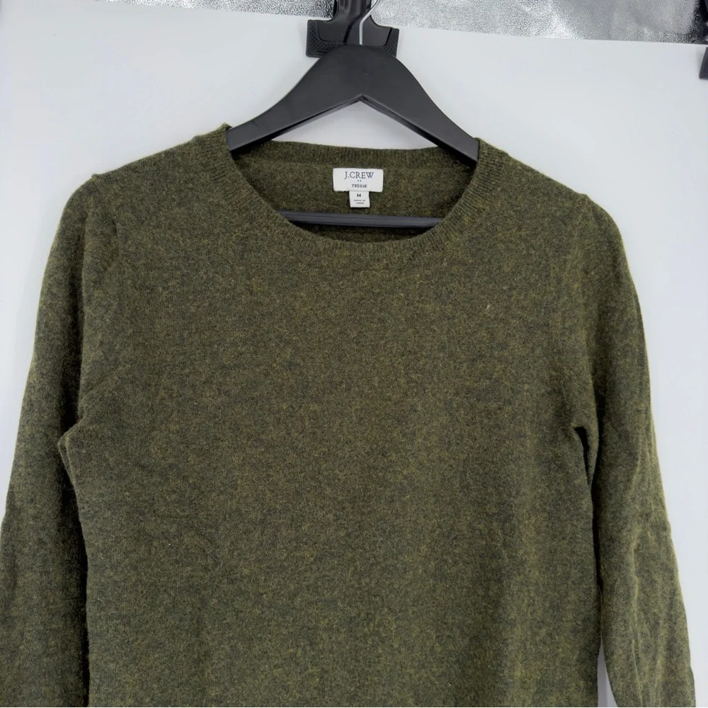 J.Crew Green Wool Blend Teddie Crewneck Sweater Medium Womens